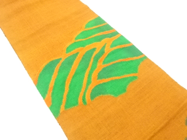 手織り紬　流水模様織り出し　名古屋帯